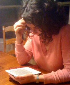 Jane Reading on Her Kindle