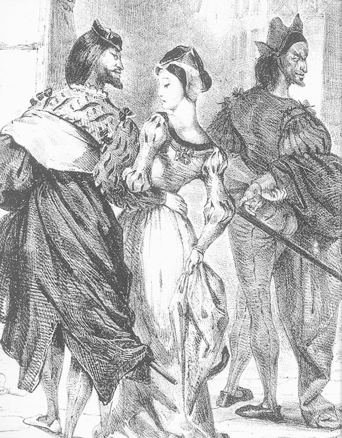 Delacroix, Faust Trying to Seduce Margarete (detail)