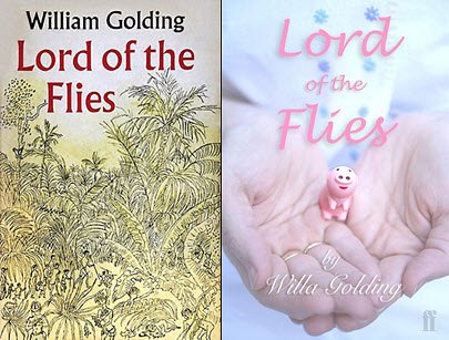 From Huffington Post Books, the UK cover for William Golding's Lord of the Flies, left, and a reinterpretation by "BGM"