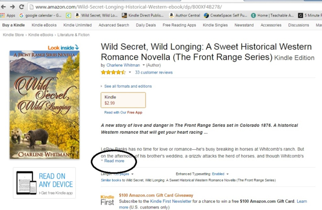 Screen capture of the description for Wild Secret, Wild Longing