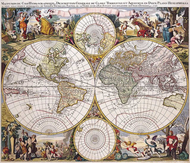 An antique world map.