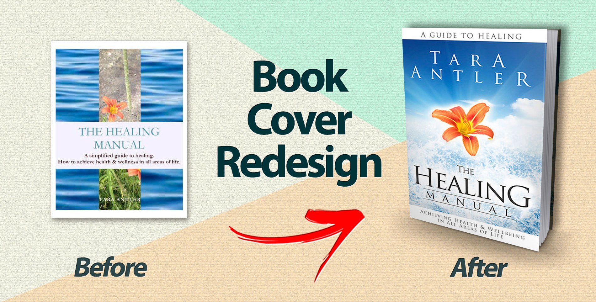 The cover of Healing Manual before and after redesign