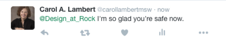 Twitter exchange between Carol A. Lambert and a follower