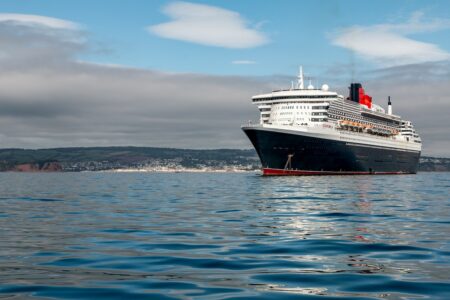 Image: the Queen Mary 2 off the coast of Teignmouth, UK.