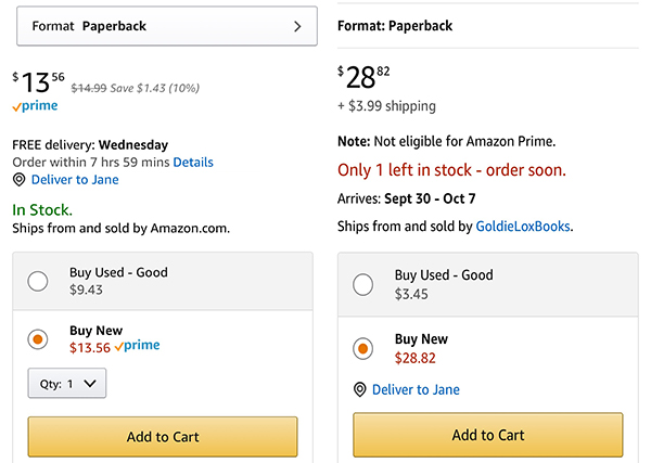 Amazon buy-box comparison