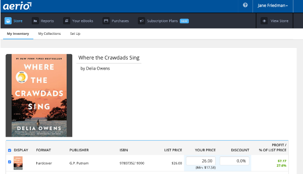 Screenshot of Aerio's user dashboard