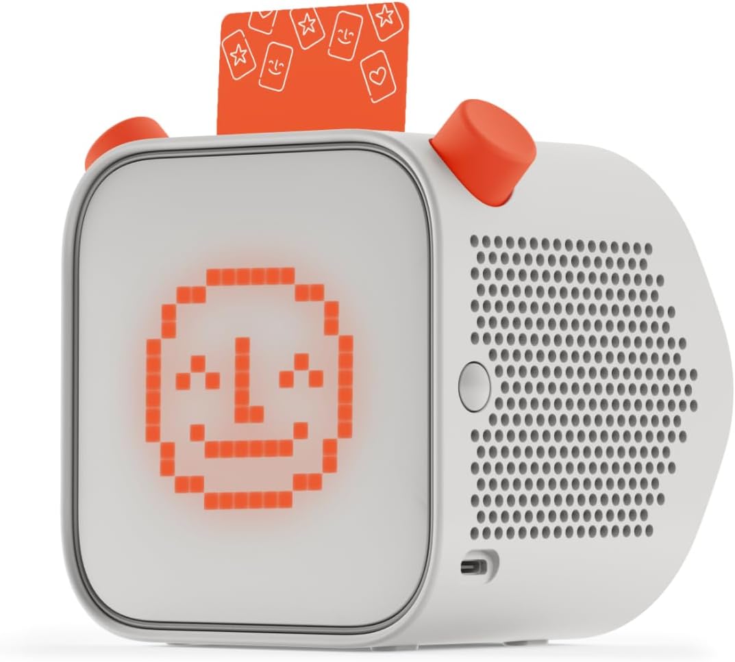 Product photo of the Yoto, a screen-free audiobook player for kids ages three and up.