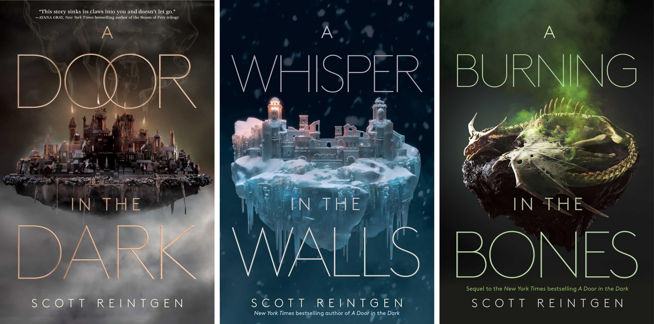 Covers of three books in the Waxways series by Scott Reintgen