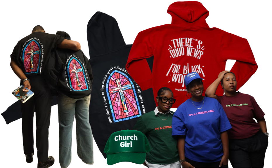 Custom shirts from Dr. Sarita Lyons’ Church Girl merch run, printed by Tee Vision Printing in Philadelphia